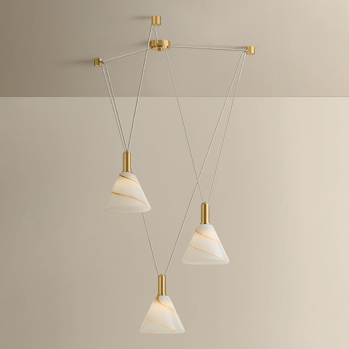 Mitzi by Hudson Valley Lighting Eileen Chandelier in Aged Brass / Cappuccino Swirl Etched Inside, detail view 5