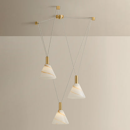 Mitzi by Hudson Valley Lighting Eileen Chandelier in Aged Brass / Cappuccino Swirl Etched Inside, detail view 5