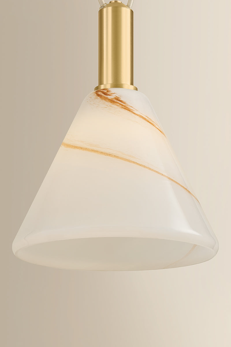 Mitzi by Hudson Valley Lighting Eileen Chandelier in Aged Brass / Cappuccino Swirl Etched Inside, detail view 6