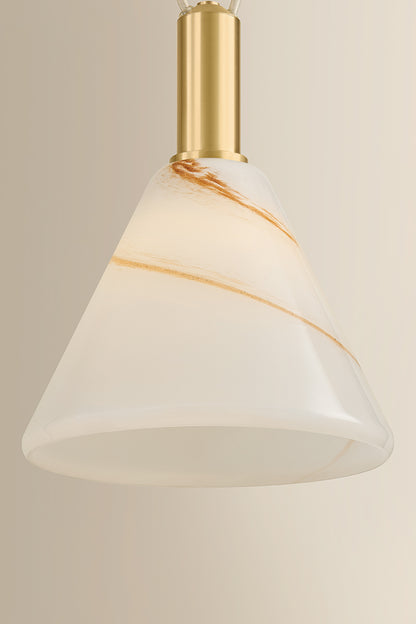 Mitzi by Hudson Valley Lighting Eileen Chandelier in Aged Brass / Cappuccino Swirl Etched Inside, detail view 6