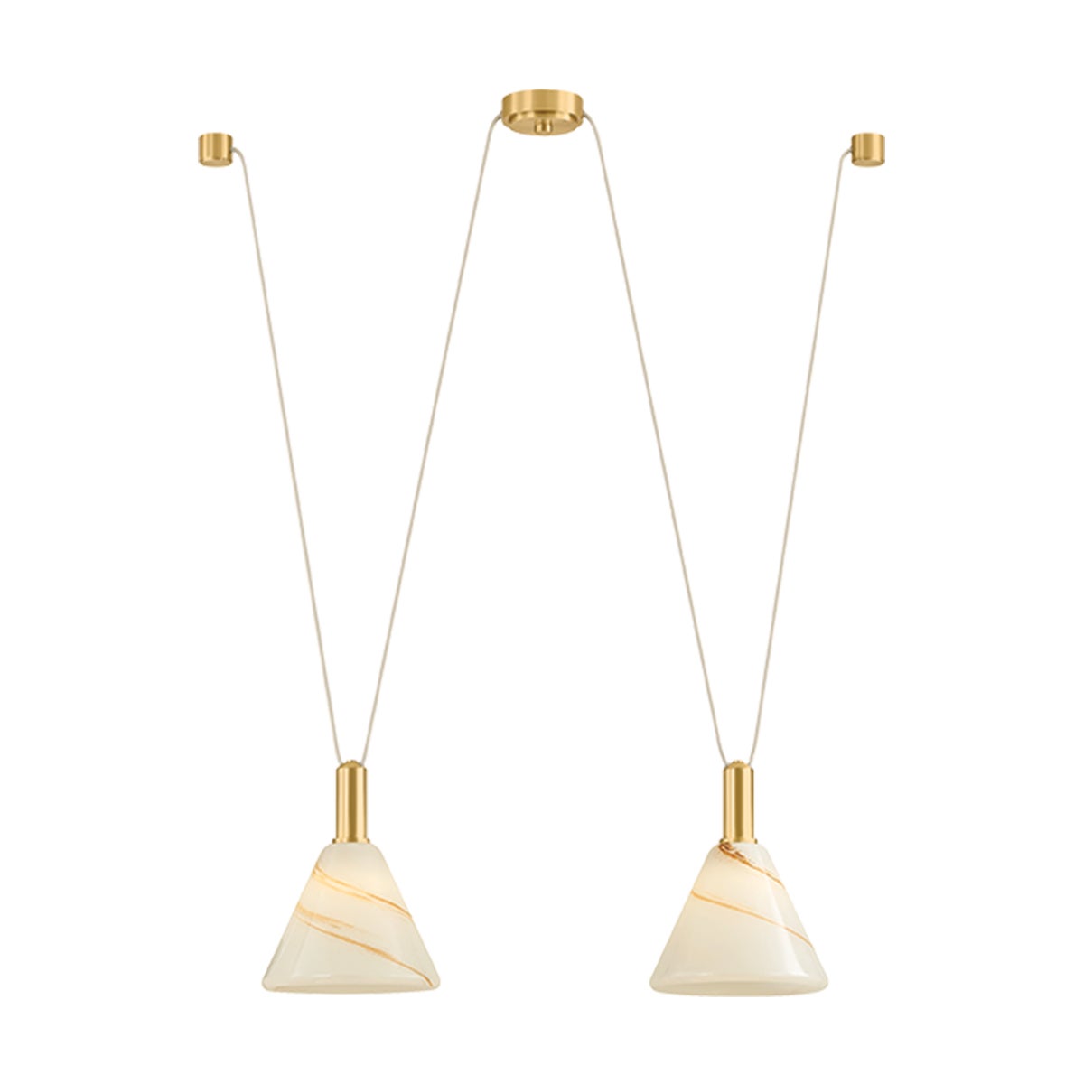 Mitzi by Hudson Valley Lighting Eileen Linear Chandelier in Aged Brass / Cappuccino Swirl Etched Inside