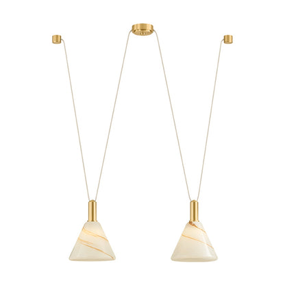 Mitzi by Hudson Valley Lighting Eileen Linear Chandelier in Aged Brass / Cappuccino Swirl Etched Inside