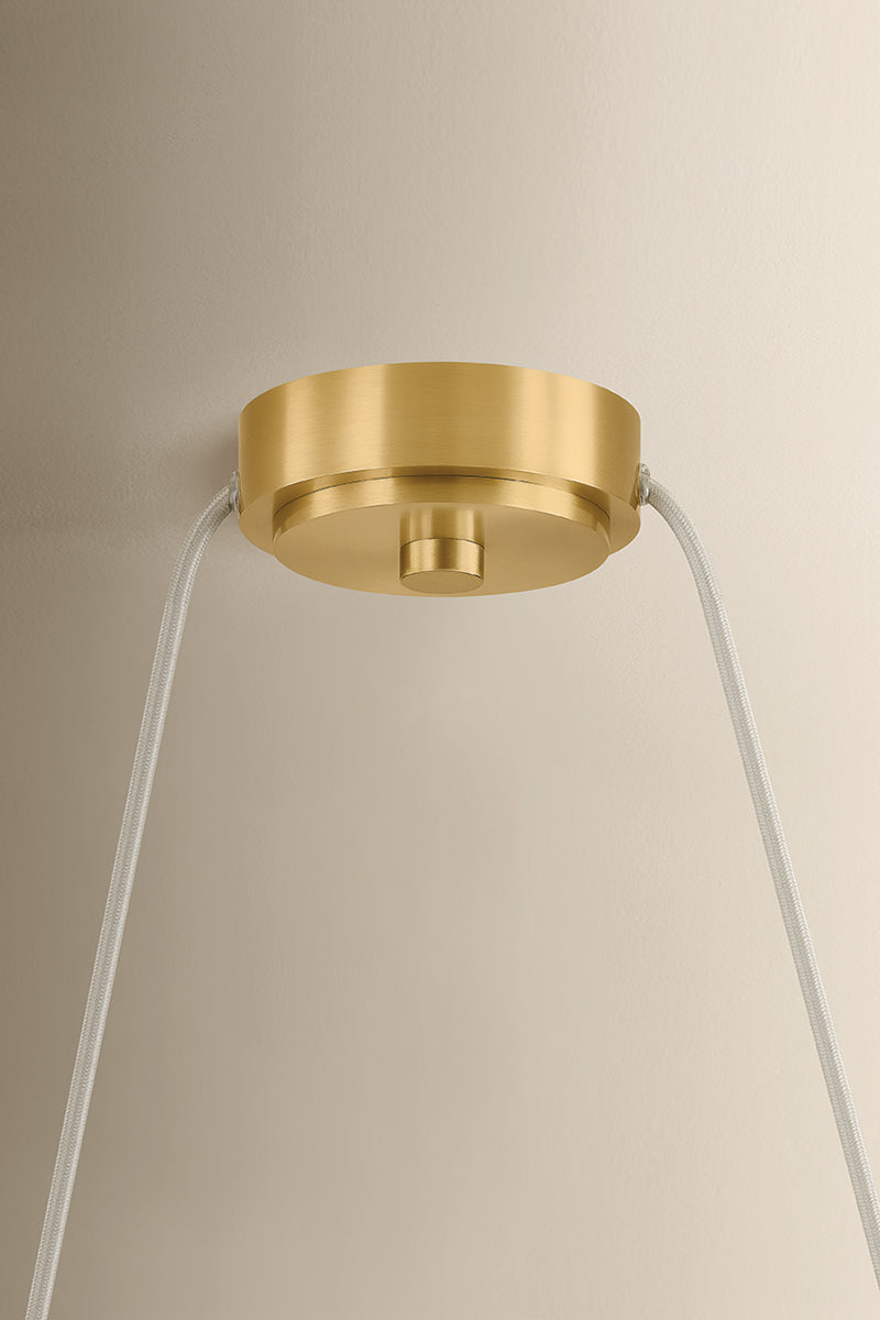 Mitzi by Hudson Valley Lighting Eileen Linear Chandelier in Aged Brass / Cappuccino Swirl Etched Inside, detail view 1