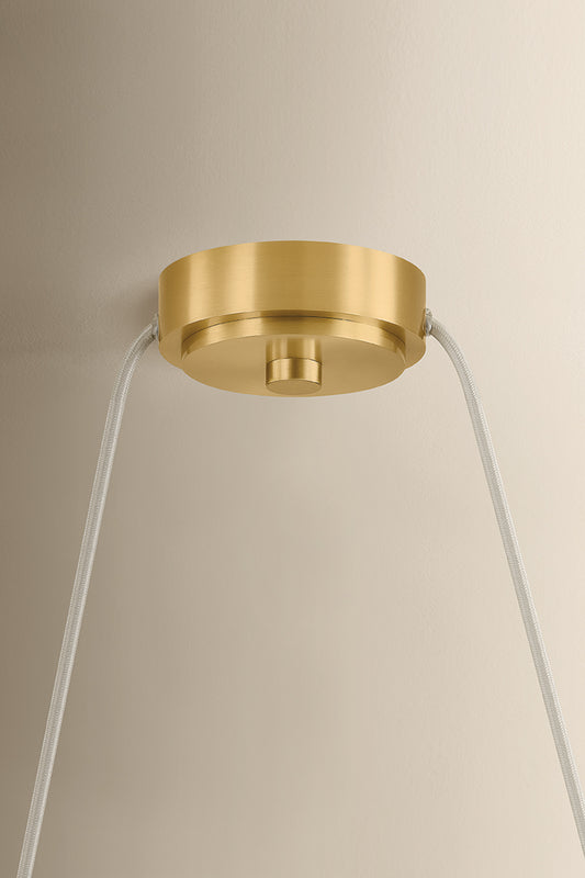 Mitzi by Hudson Valley Lighting Eileen Linear Chandelier in Aged Brass / Cappuccino Swirl Etched Inside, detail view 1