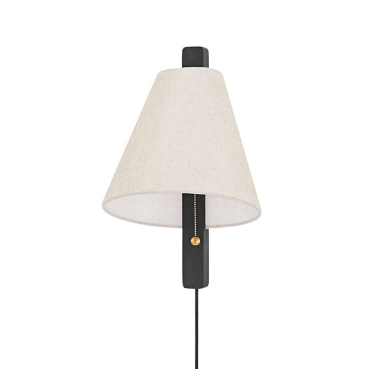 Mitzi by Hudson Valley Lighting Ellen Plug-In Wall Sconce in Aged Brass / Wood Charred Ash
