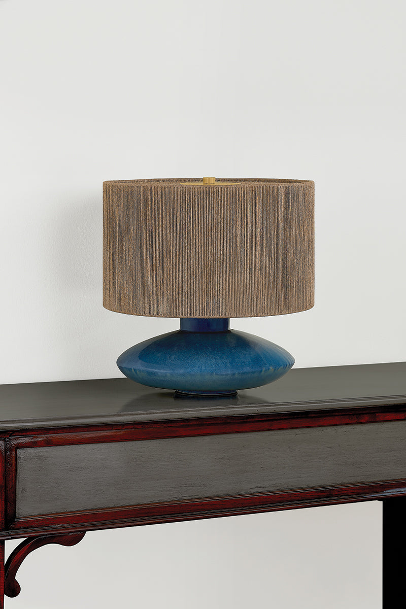 Mitzi by Hudson Valley Lighting Enya Table Lamp in Aged Brass / Ceramic Shadow Amphora, detail view 1