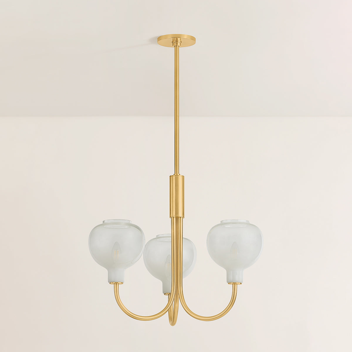 Mitzi by Hudson Valley Lighting Estelle 3-Light Chandelier in Aged Brass, detail view 1