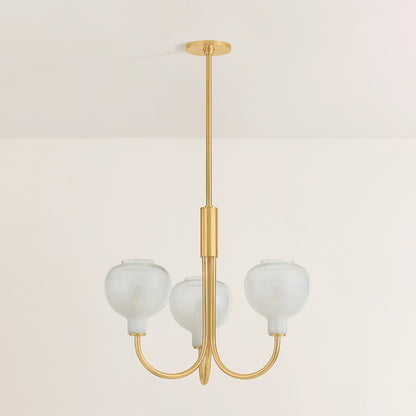 Mitzi by Hudson Valley Lighting Estelle 3-Light Chandelier in Aged Brass, detail view 1