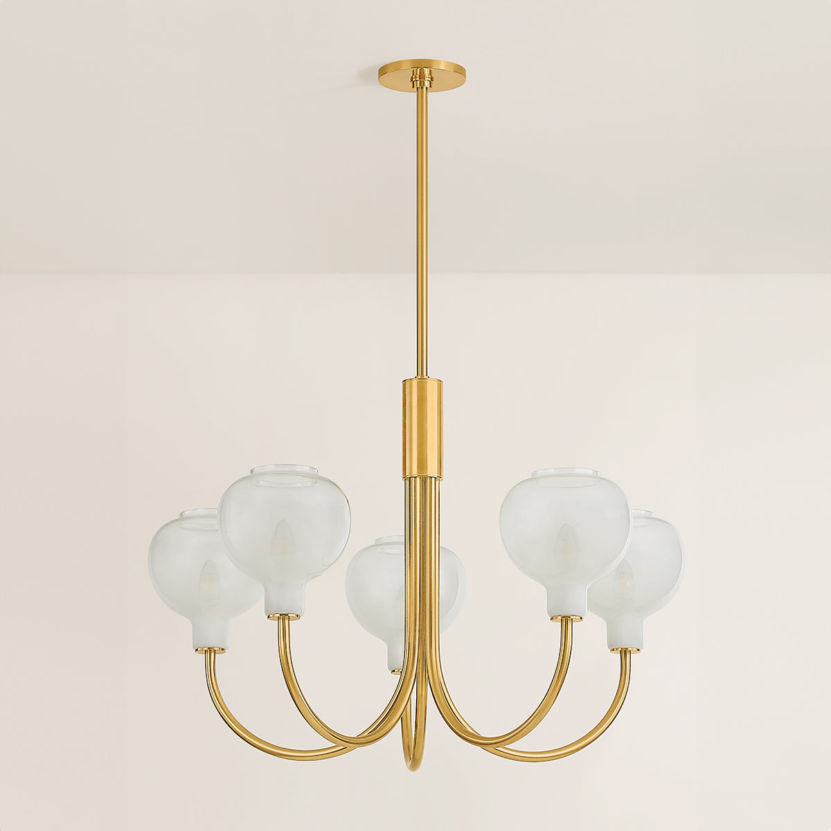 Mitzi by Hudson Valley Lighting Estelle 5-Light Chandelier in Aged Brass, detail view 1