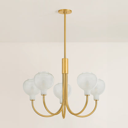 Mitzi by Hudson Valley Lighting Estelle 5-Light Chandelier in Aged Brass, detail view 1