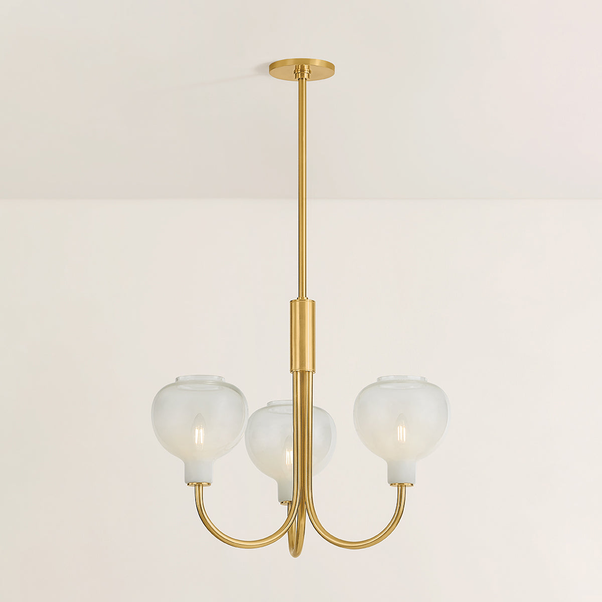 Mitzi by Hudson Valley Lighting Estelle 3-Light Chandelier in Aged Brass, detail view 2