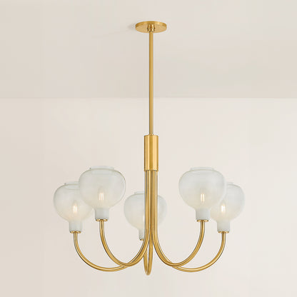 Mitzi by Hudson Valley Lighting Estelle 5-Light Chandelier in Aged Brass, detail view 2