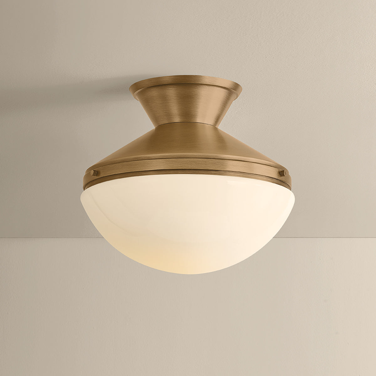 Mitzi by Hudson Valley Lighting Esther Semi-Flush Mount in Patina Brass, detail view 5