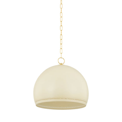 Mitzi by Hudson Valley Lighting Etna Large Pendant in Aged Brass / Soft Cream
