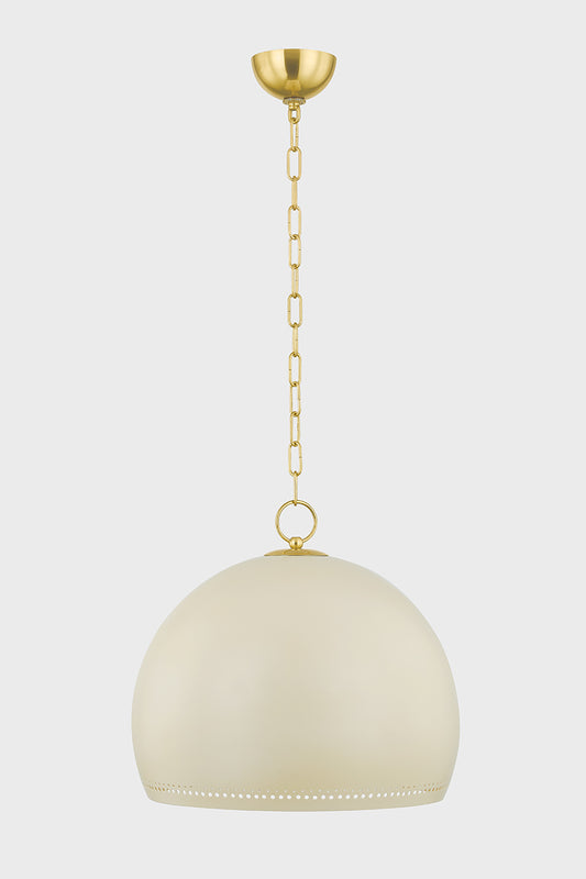 Mitzi by Hudson Valley Lighting Etna Large Pendant in Aged Brass / Soft Cream, detail view 1