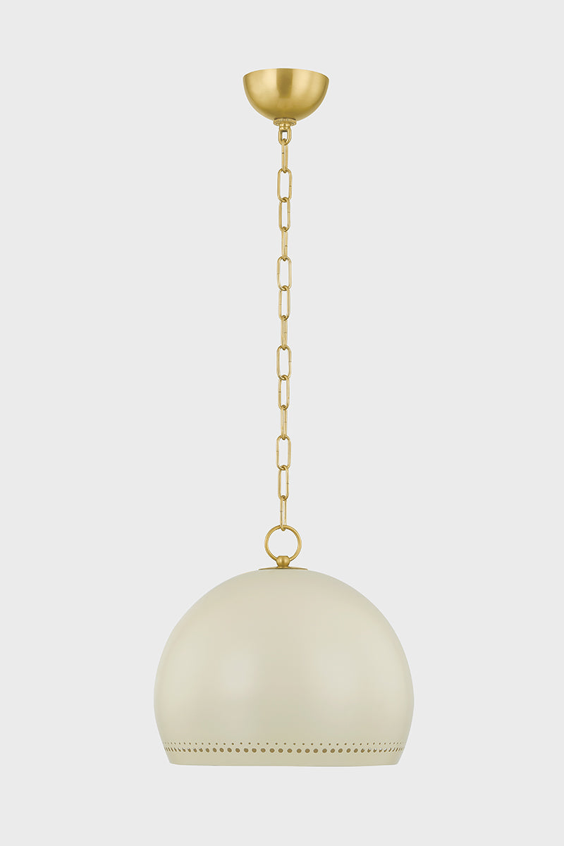 Mitzi by Hudson Valley Lighting Etna Small Pendant in Aged Brass / Soft Cream, detail view 1