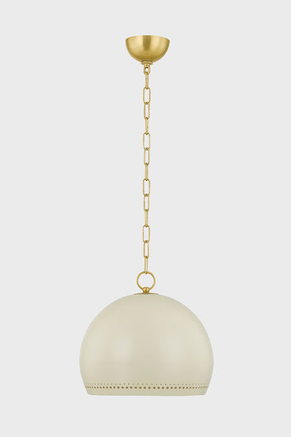 Mitzi by Hudson Valley Lighting Etna Small Pendant in Aged Brass / Soft Cream, detail view 1