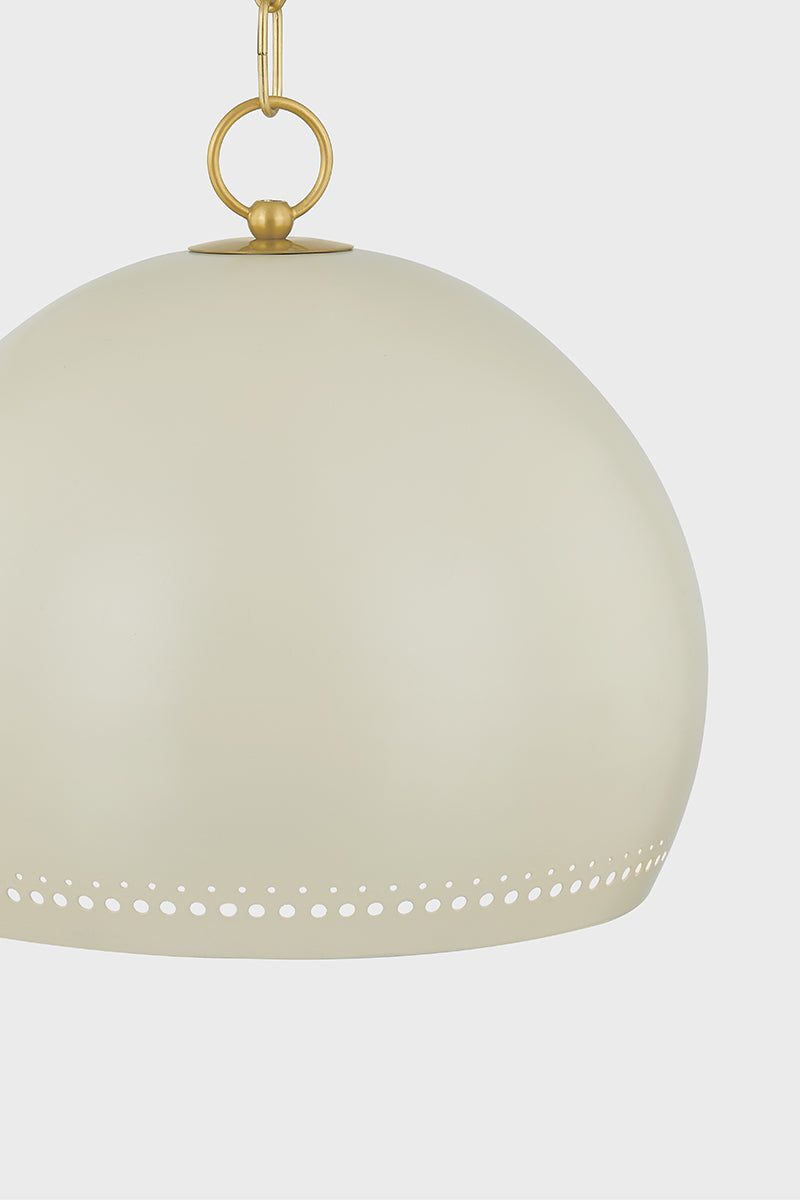 Mitzi by Hudson Valley Lighting Etna Small Pendant in Aged Brass / Soft Cream, detail view 2