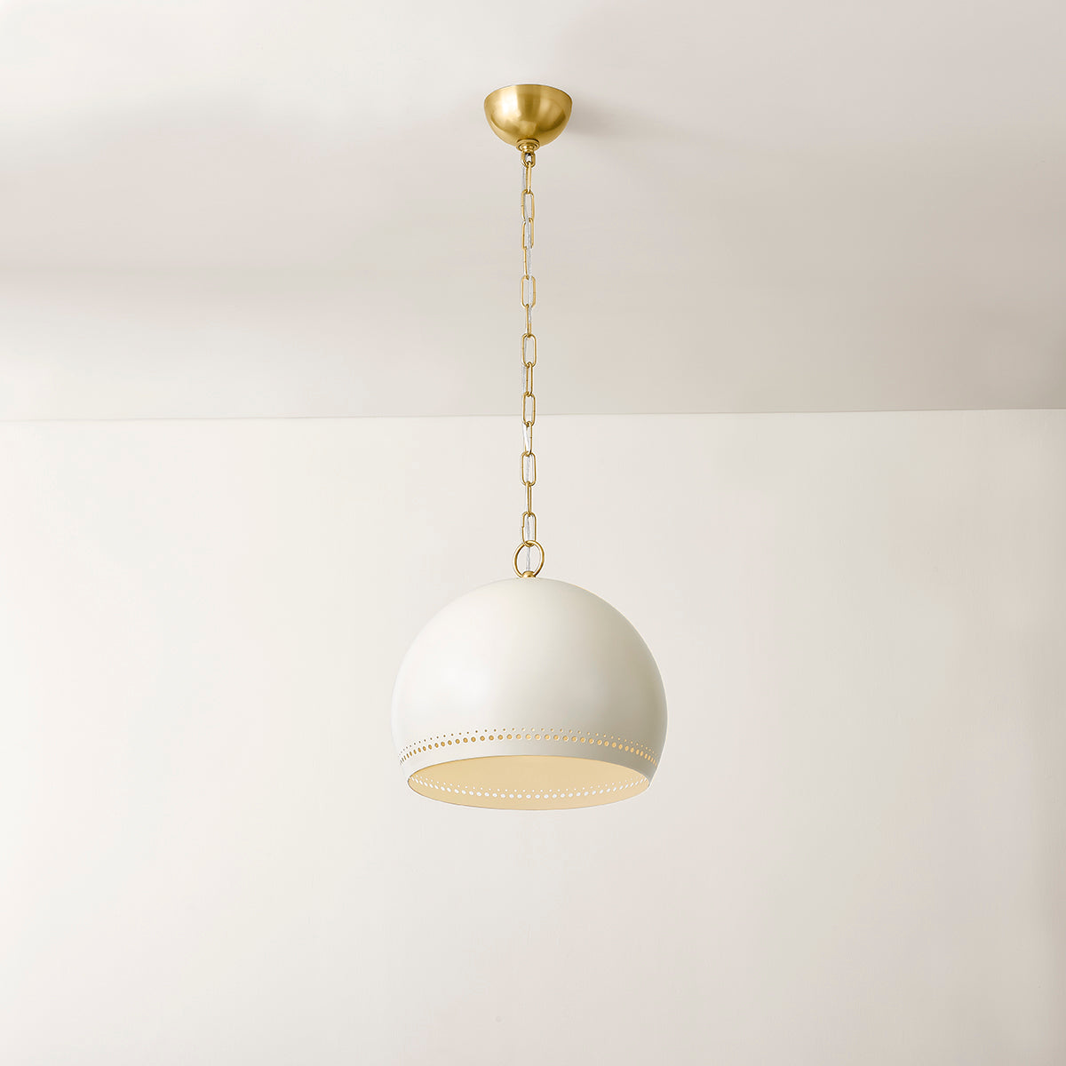 Mitzi by Hudson Valley Lighting Etna Small Pendant in Aged Brass / Soft Cream, detail view 4