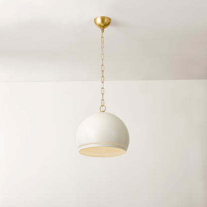 Mitzi by Hudson Valley Lighting Etna Small Pendant in Aged Brass / Soft Cream, detail view 4