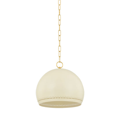 Mitzi by Hudson Valley Lighting Etna Small Pendant in Aged Brass / Soft Cream