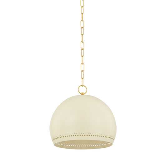 Mitzi by Hudson Valley Lighting Etna Small Pendant in Aged Brass / Soft Cream