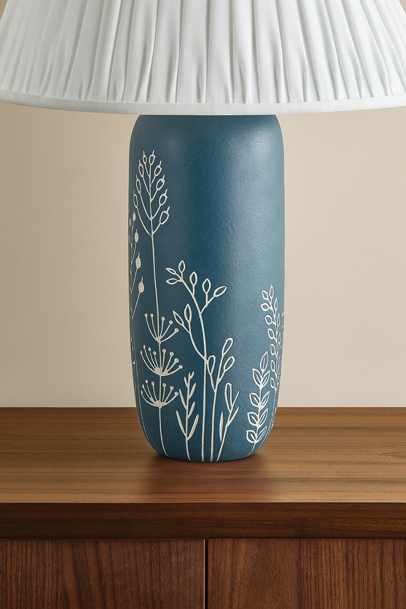 Mitzi by Hudson Valley Lighting Etta Table Lamp in Aged Brass / Ceramic Midnight Bloom, detail view 2