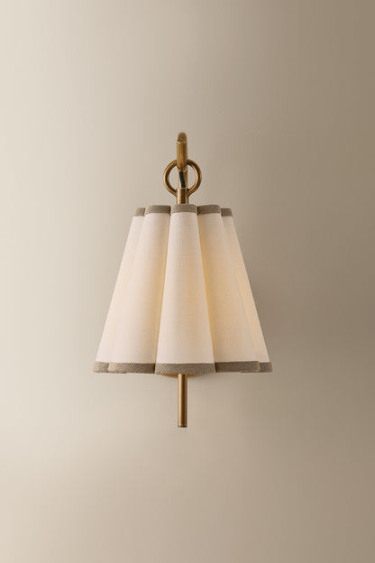 Mitzi by Hudson Valley Lighting Eula Wall Sconce in Patina Brass / White Linen, detail view 1