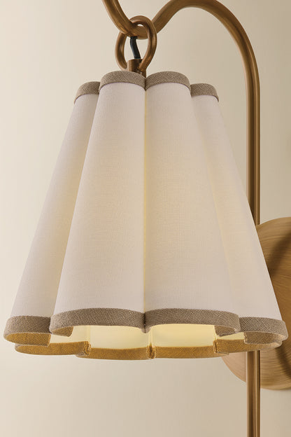 Mitzi by Hudson Valley Lighting Eula Wall Sconce in Patina Brass / White Linen, detail view 2
