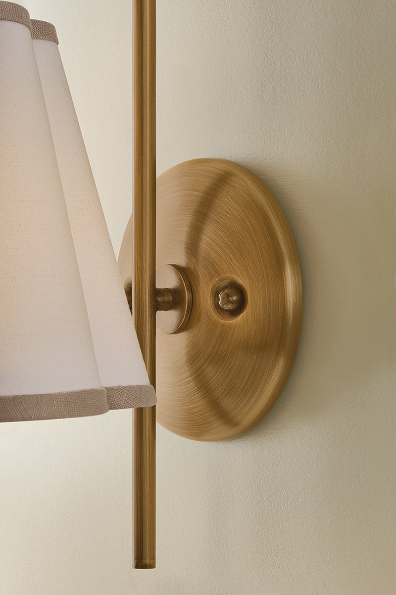 Mitzi by Hudson Valley Lighting Eula Wall Sconce in Patina Brass / White Linen, detail view 4