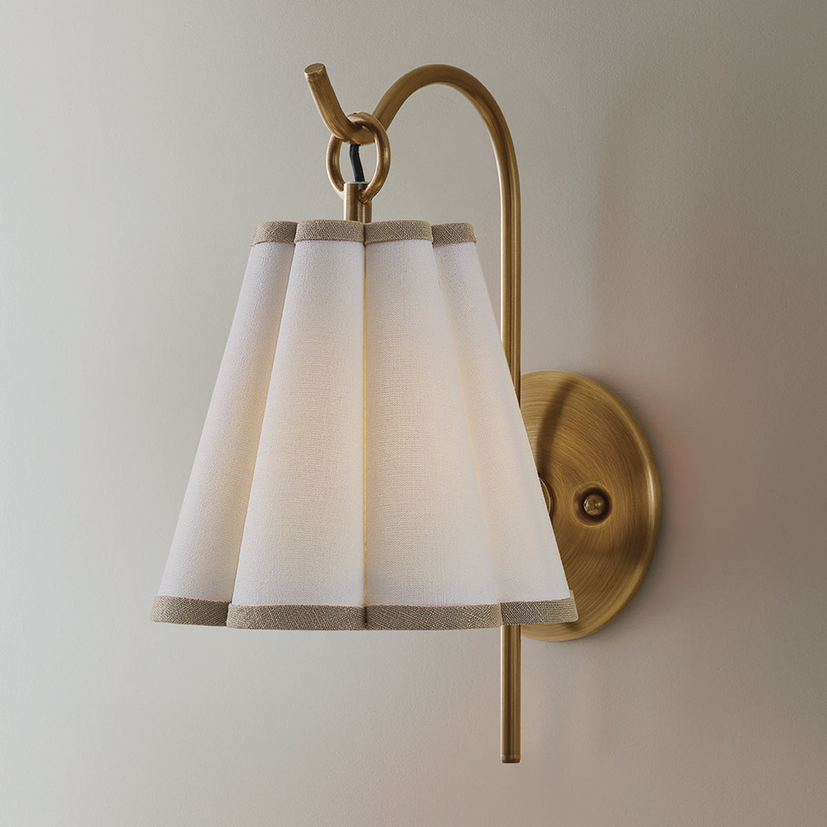 Mitzi by Hudson Valley Lighting Eula Wall Sconce in Patina Brass / White Linen, detail view 5