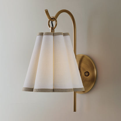 Mitzi by Hudson Valley Lighting Eula Wall Sconce in Patina Brass / White Linen, detail view 5