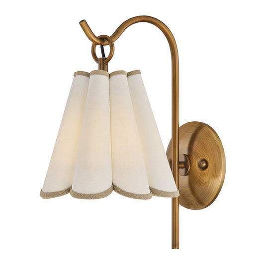 Mitzi by Hudson Valley Lighting Eula Wall Sconce in Patina Brass / White Linen