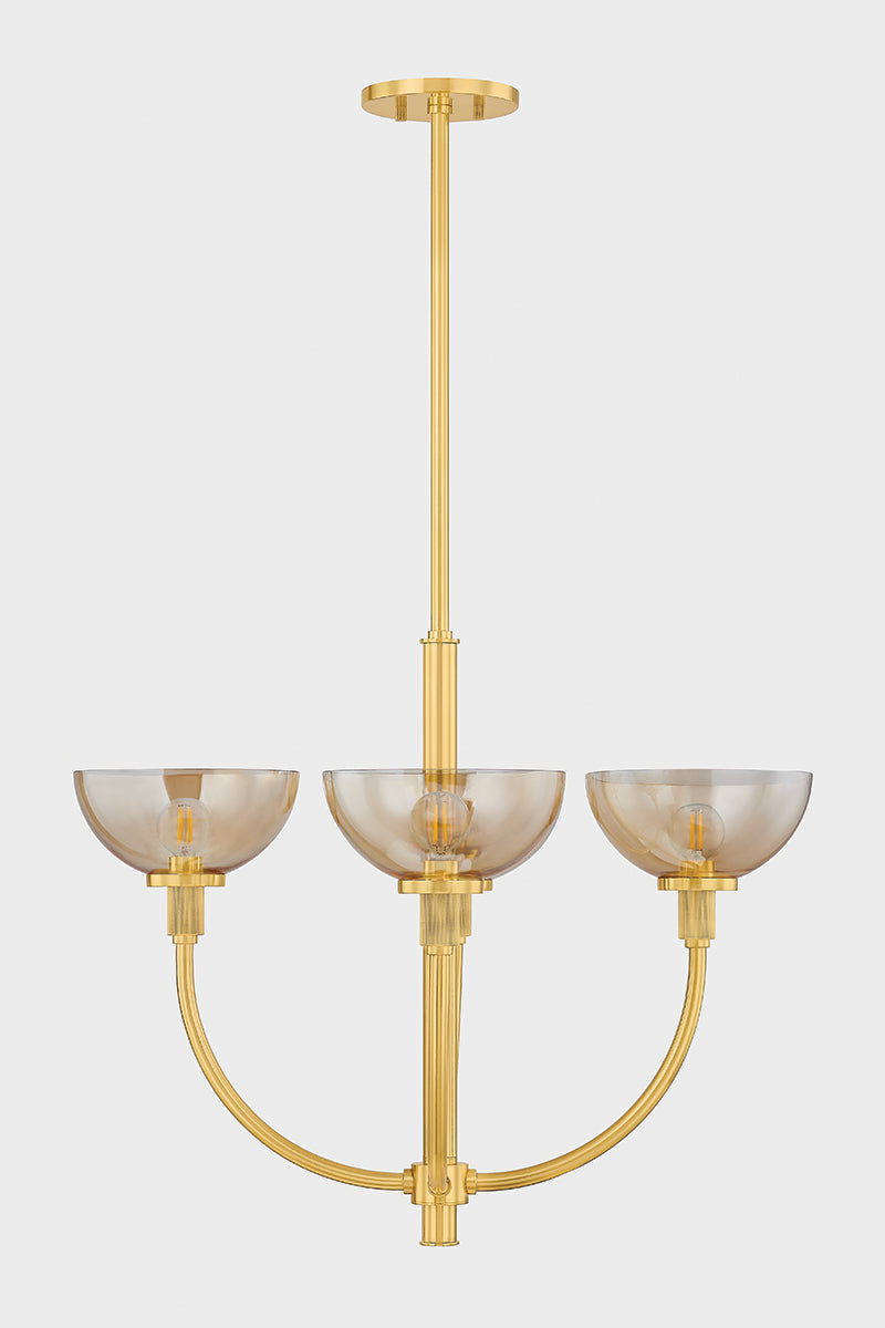 Mitzi by Hudson Valley Lighting Eva Chandelier in Aged Brass, detail view 1