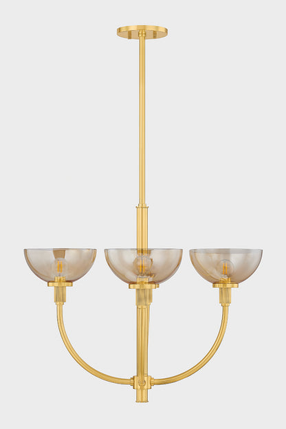 Mitzi by Hudson Valley Lighting Eva Chandelier in Aged Brass, detail view 1