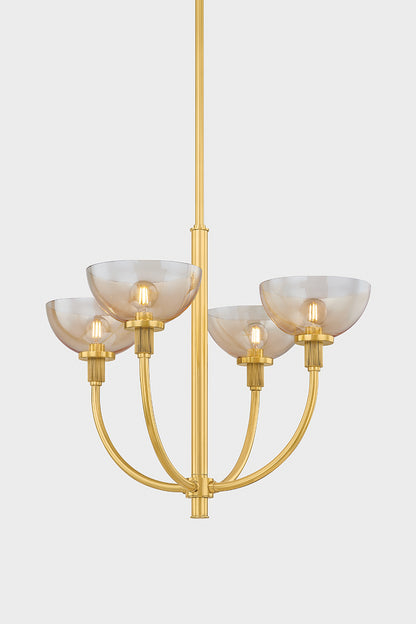 Mitzi by Hudson Valley Lighting Eva Chandelier in Aged Brass, detail view 2