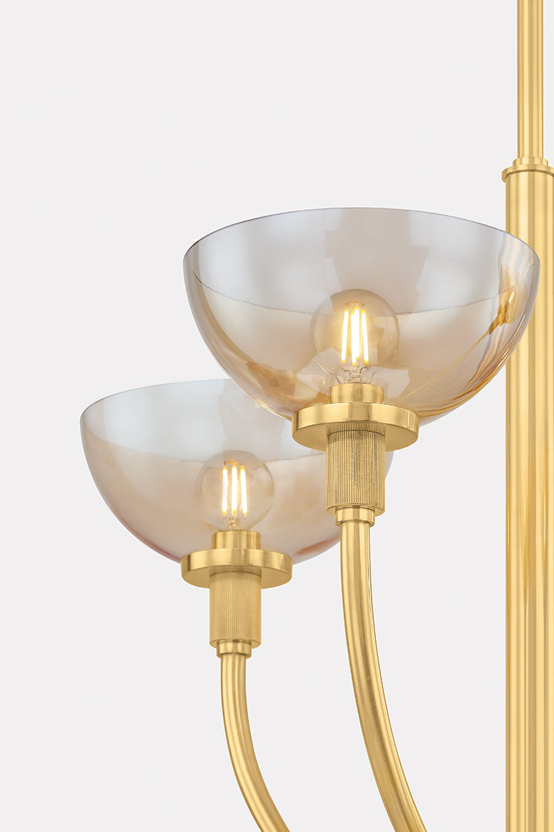 Mitzi by Hudson Valley Lighting Eva Chandelier in Aged Brass, detail view 4