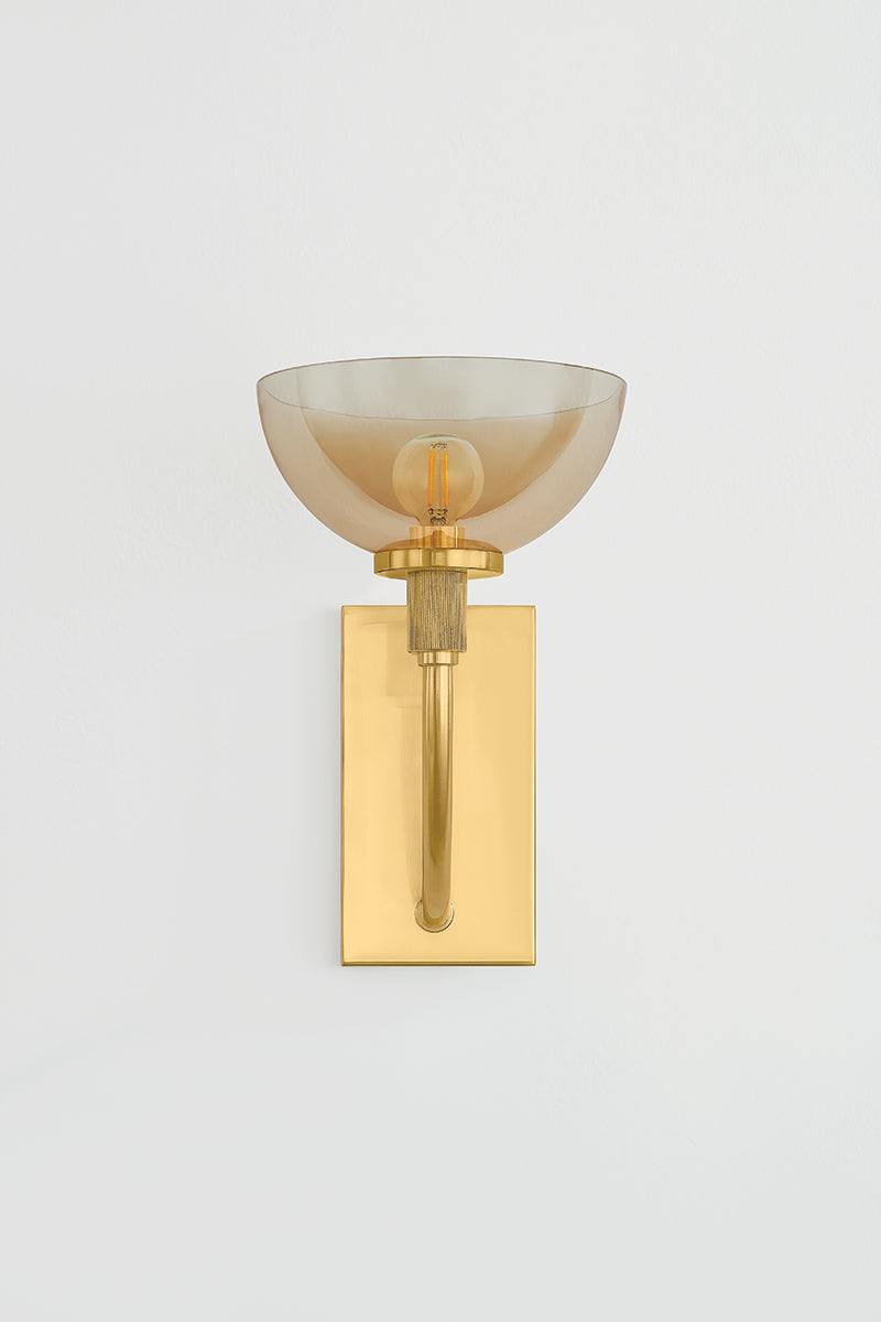Mitzi by Hudson Valley Lighting Eva Wall Sconce in Aged Brass, detail view 1