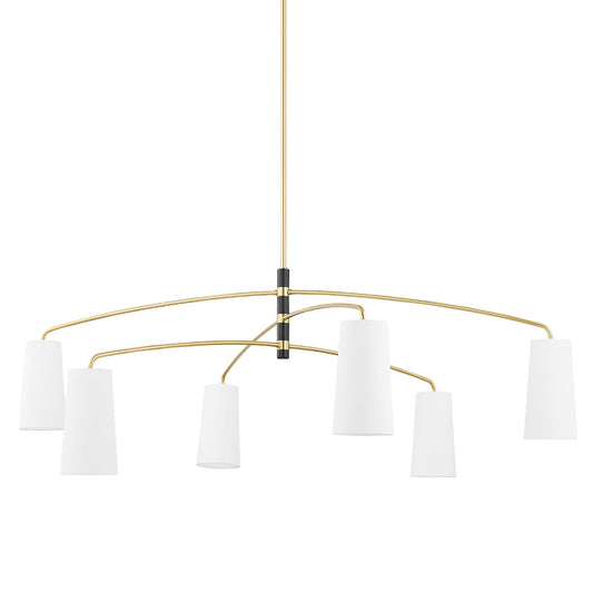 Mitzi by Hudson Valley Lighting Evelyn 6-Light Chandelier in Aged Brass / Soft Black