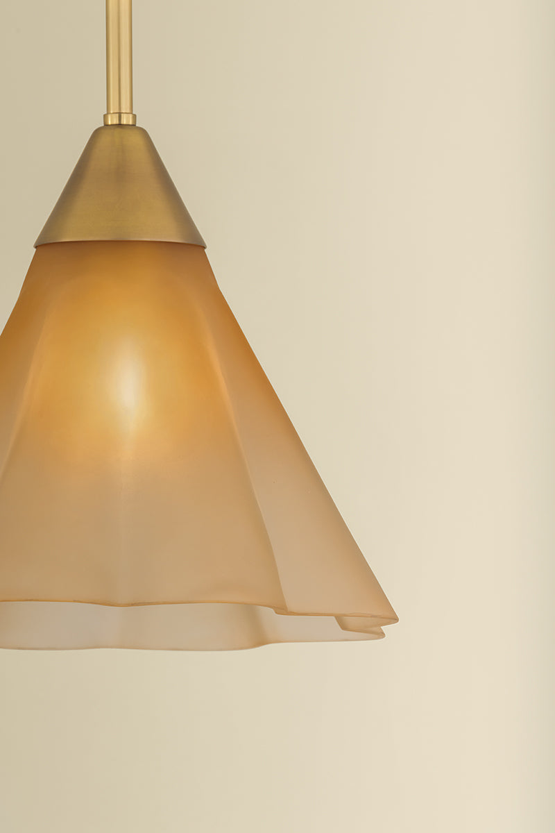 Mitzi by Hudson Valley Lighting Gabrielle Small Pendant in Aged Brass / Matte Champagne, detail view 10