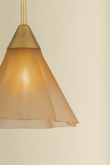 Mitzi by Hudson Valley Lighting Gabrielle Small Pendant in Aged Brass / Matte Champagne, detail view 10
