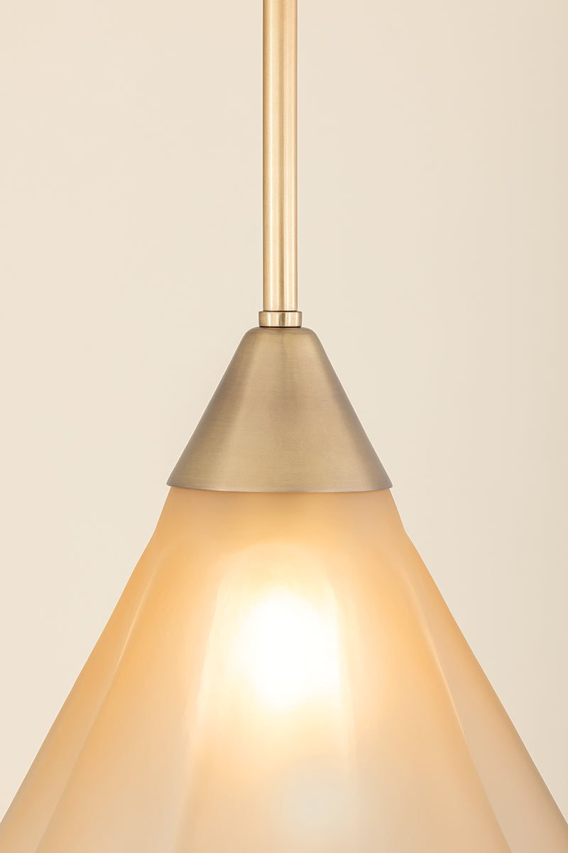 Mitzi by Hudson Valley Lighting Gabrielle Small Pendant in Aged Brass / Matte Champagne, detail view 12
