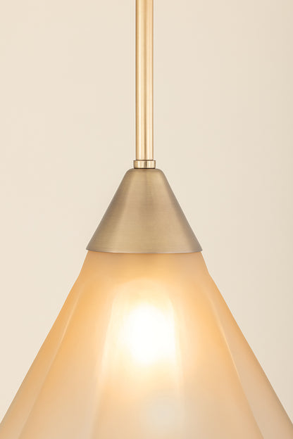 Mitzi by Hudson Valley Lighting Gabrielle Small Pendant in Aged Brass / Matte Champagne, detail view 12