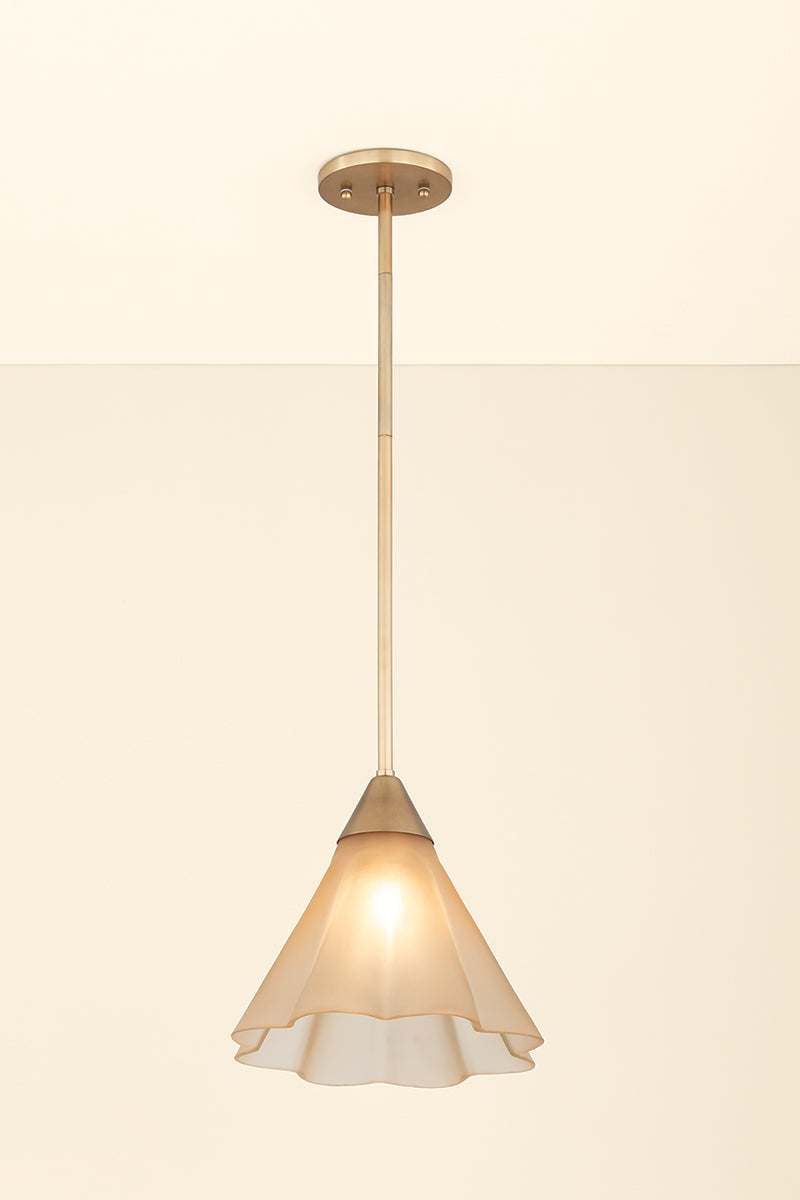 Mitzi by Hudson Valley Lighting Gabrielle Small Pendant in Aged Brass / Matte Champagne, detail view 6
