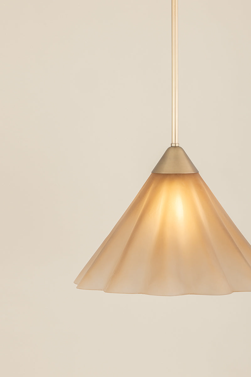 Mitzi by Hudson Valley Lighting Gabrielle Large Pendant in Aged Brass / Matte Champagne, detail view 8
