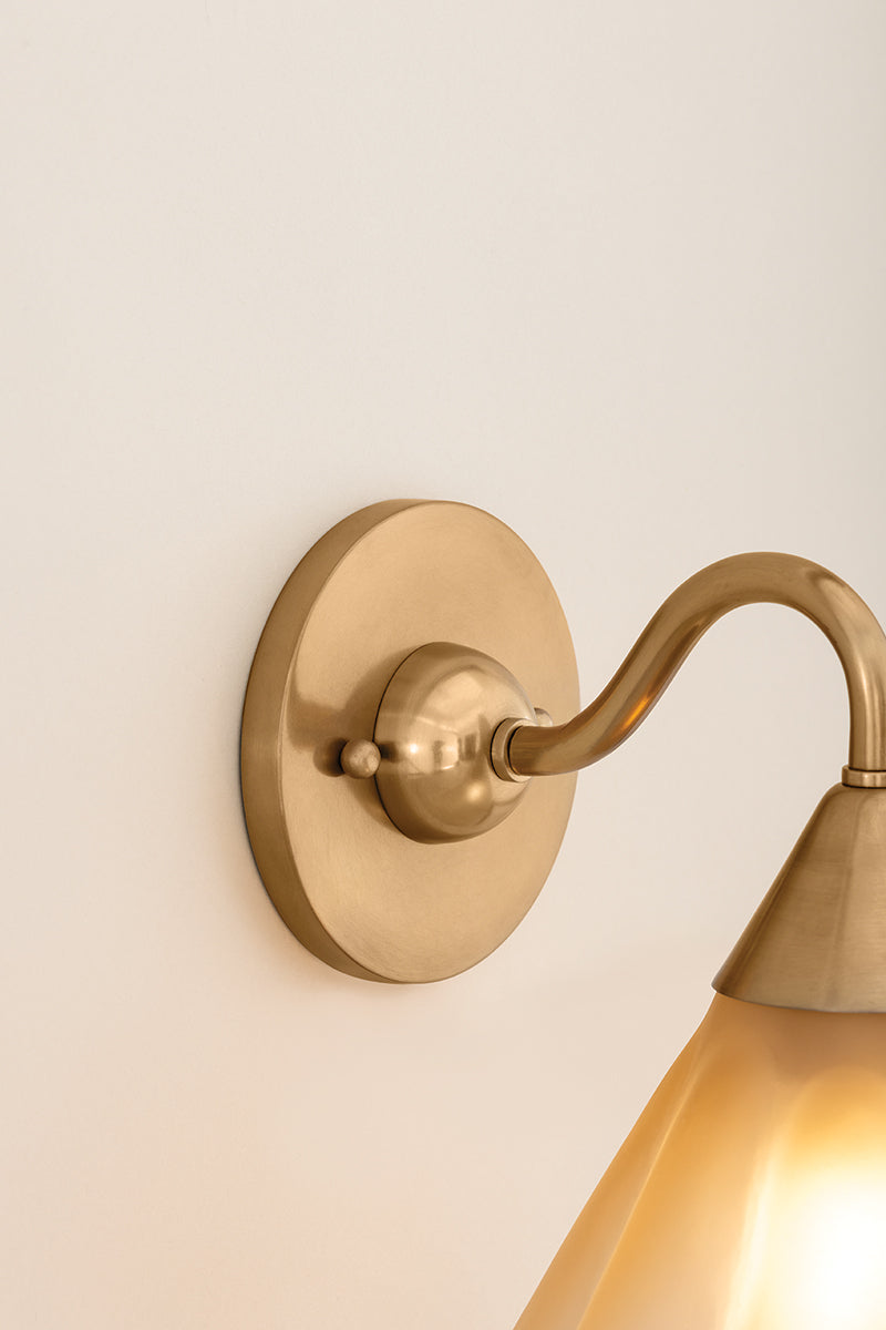 Mitzi by Hudson Valley Lighting Gabrielle Wall Sconce in Aged Brass / Matte Champagne, detail view 12