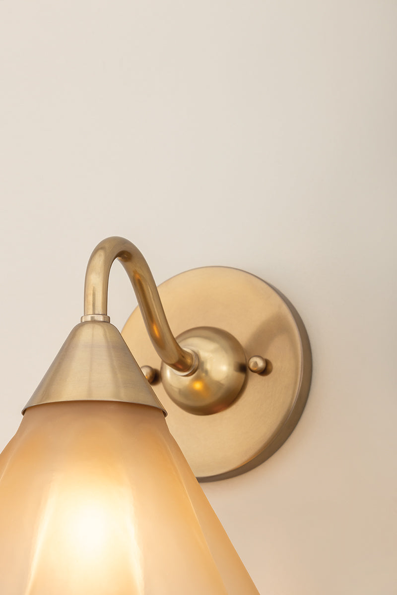 Mitzi by Hudson Valley Lighting Gabrielle Wall Sconce in Aged Brass / Matte Champagne, detail view 7