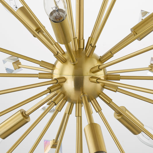 Mitzi by Hudson Valley Lighting Genesis 6-Light Chandelier in Aged Brass, detail view 1