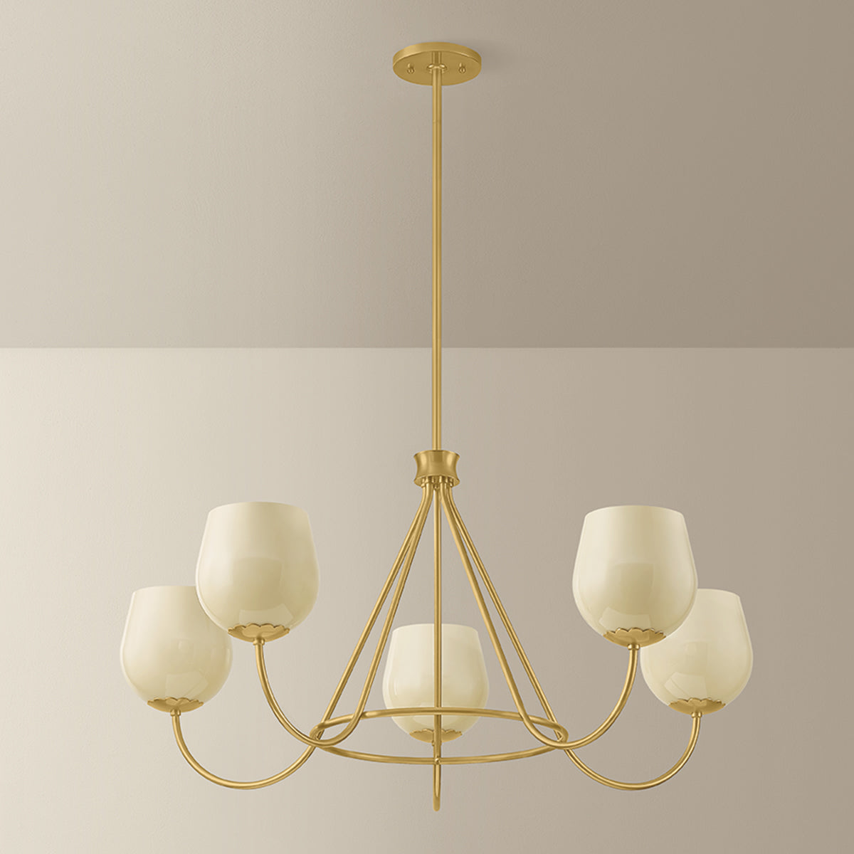 Mitzi by Hudson Valley Lighting Genevieve Chandelier in Aged Brass, detail view 3