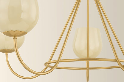 Mitzi by Hudson Valley Lighting Genevieve Chandelier in Aged Brass, detail view 4